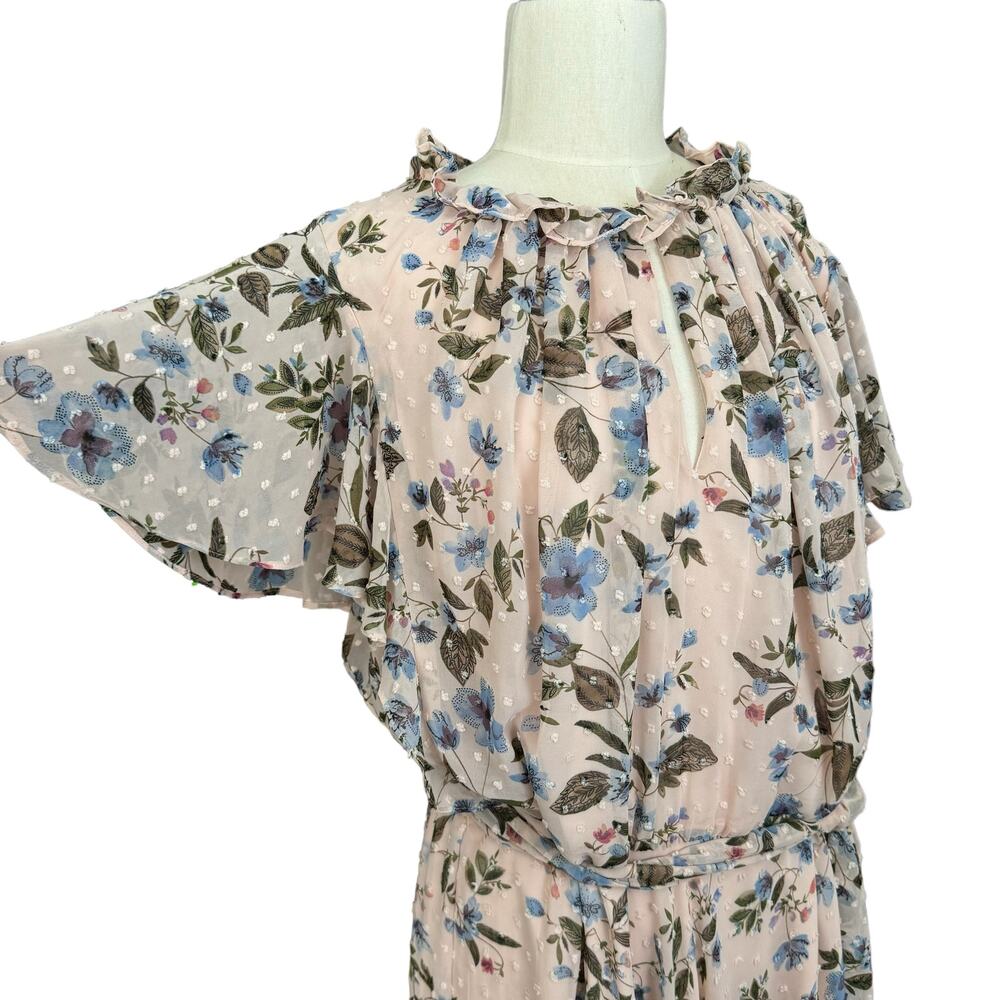 Floral Pink Ruffle-Neck Maxi Dress - Picture 4 of 16